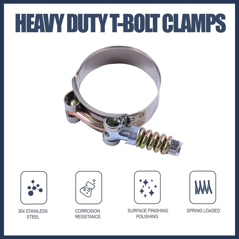 BATONECO 10Pcs T-Bolt Clamps Turbo Intake Intercooler Hose Clamp Spring Loaded Stainless Steel 77-85mm(3.03"-3.35") - Image 5